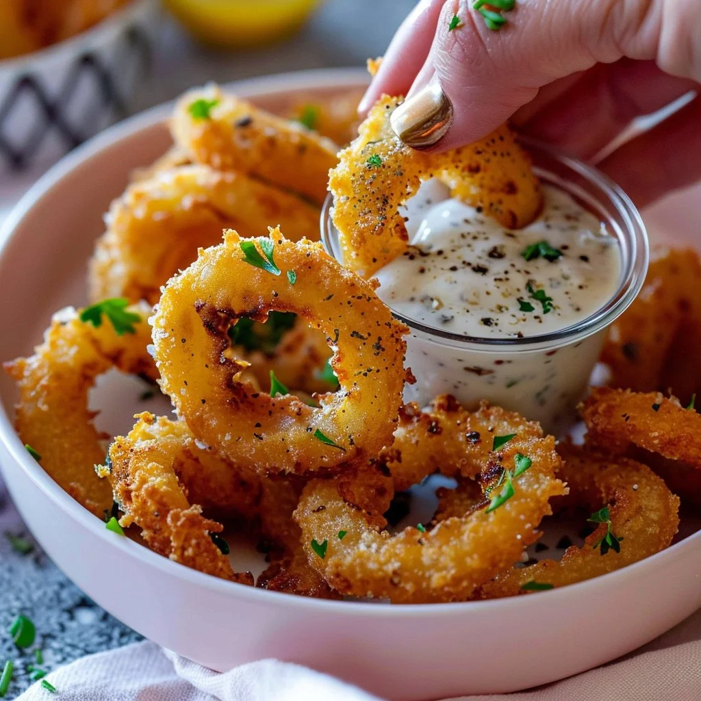 Grilled Sweet Onion Rings with Smoky Dipping Sauce