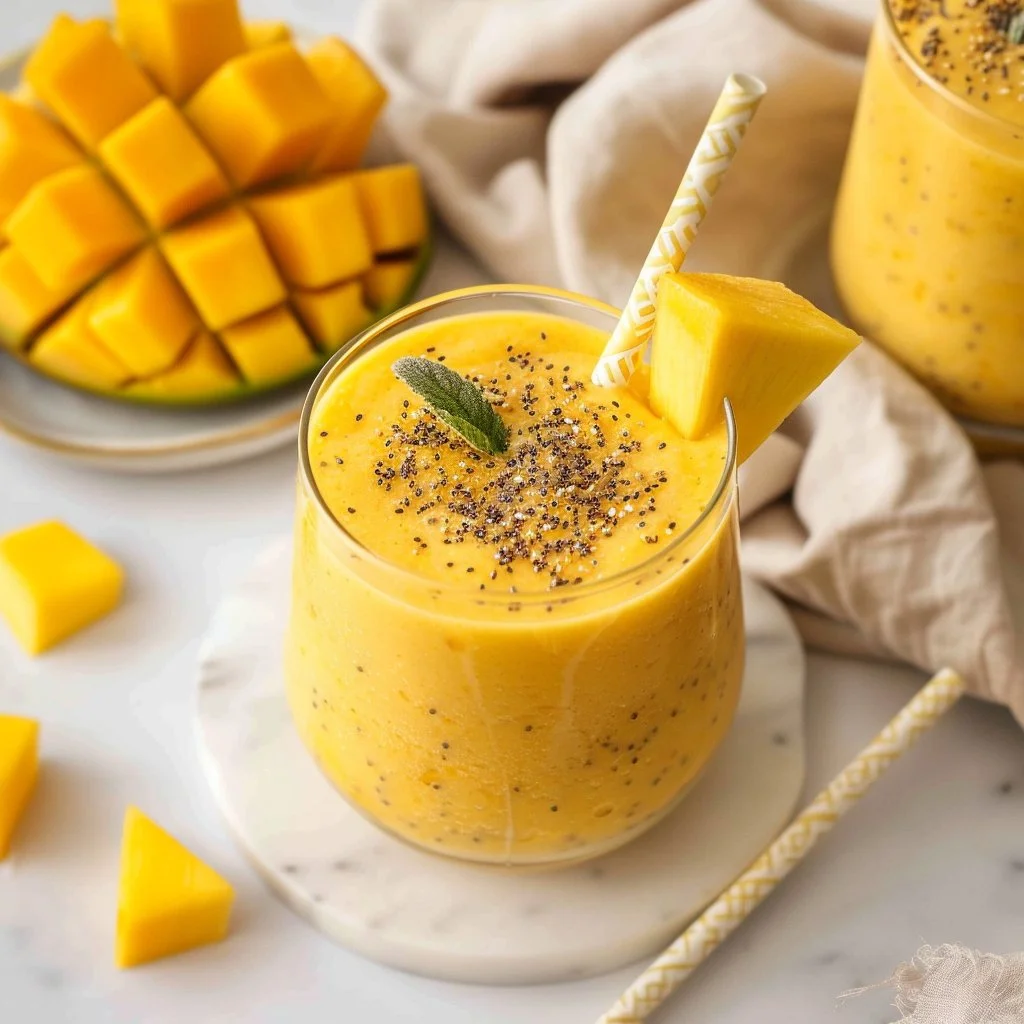 Creamy Mango Kefir Smoothie with fresh mango and probiotic ingredients