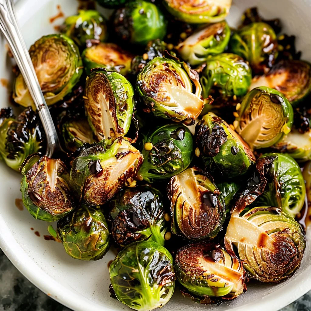 Oven Roasted Brussels Sprouts with Balsamic Glaze