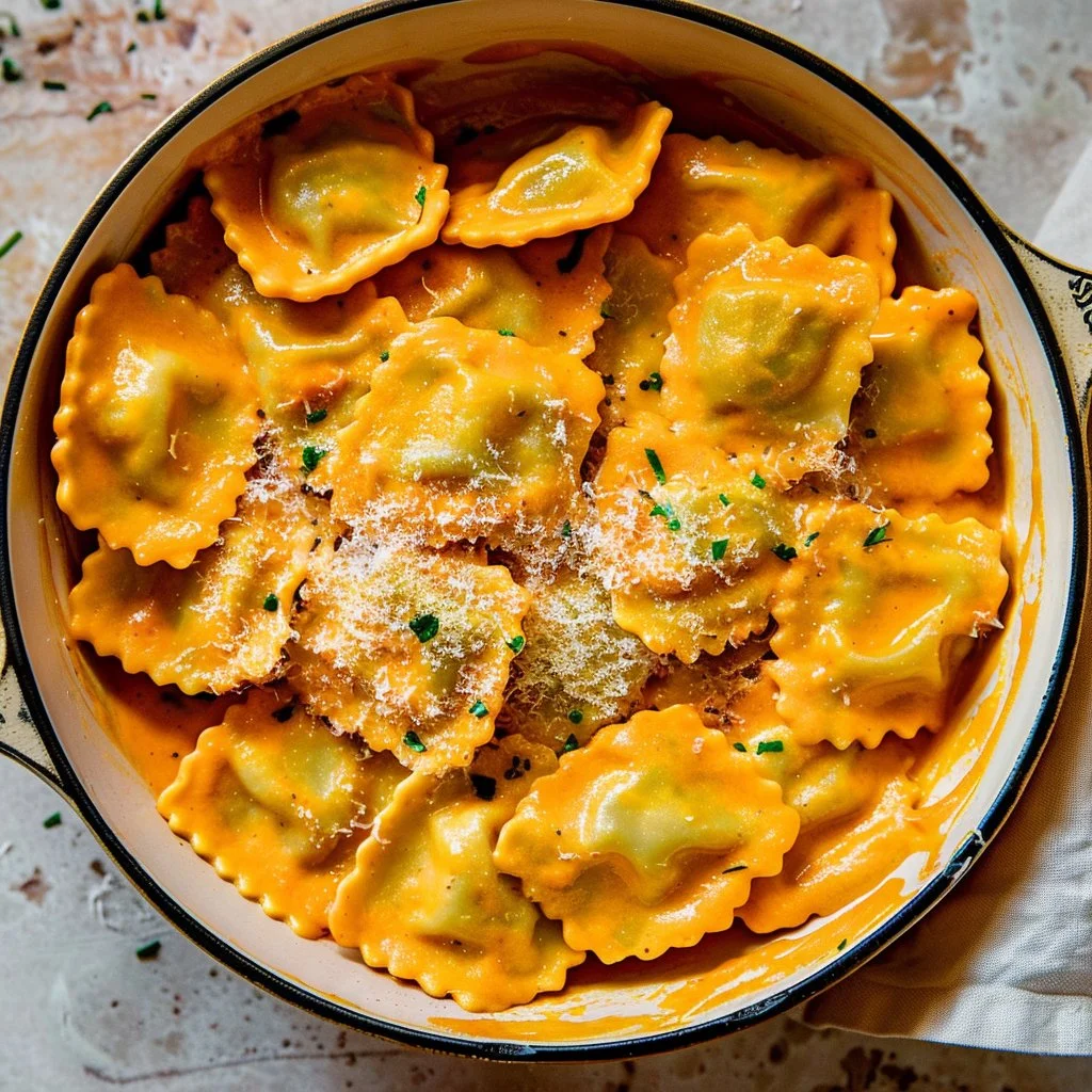 Ravioli with Creamy Butternut Squash Pasta Sauce