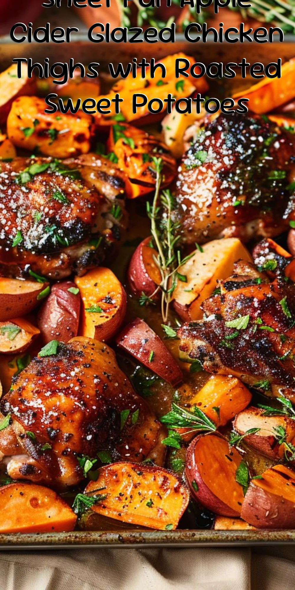 Sheet Pan Apple Cider Glazed Chicken Thighs with Roasted Sweet Potatoes