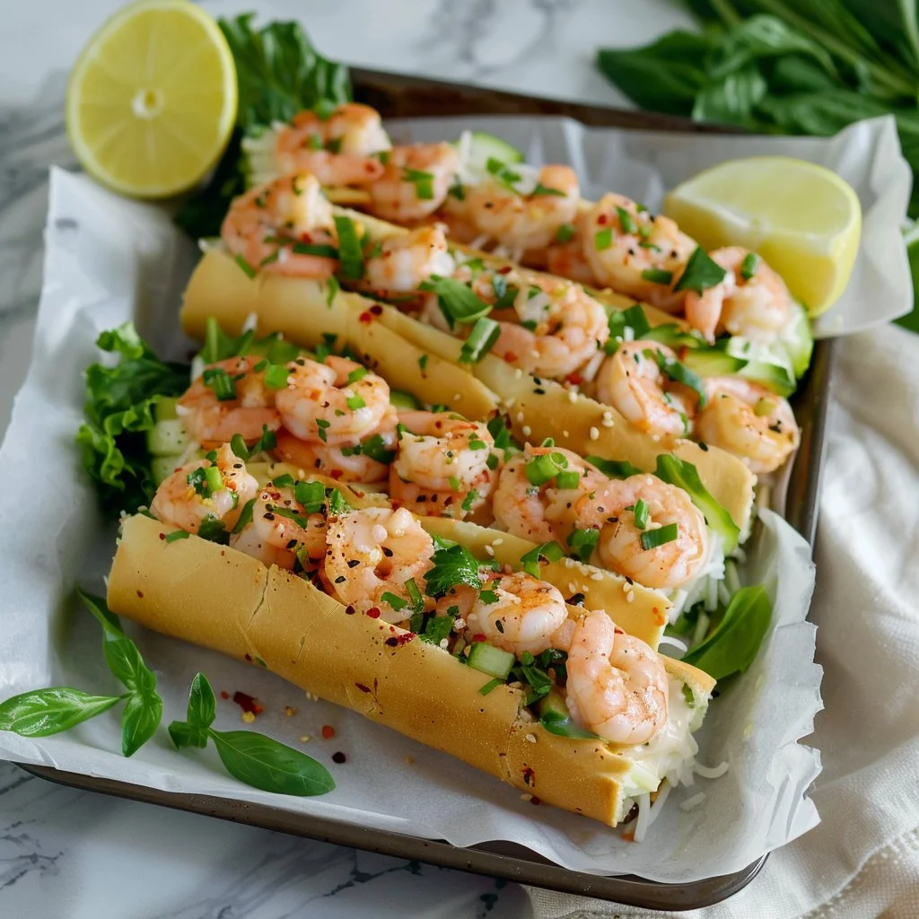 Delicious shrimp salad rolls with fresh ingredients and vibrant presentation