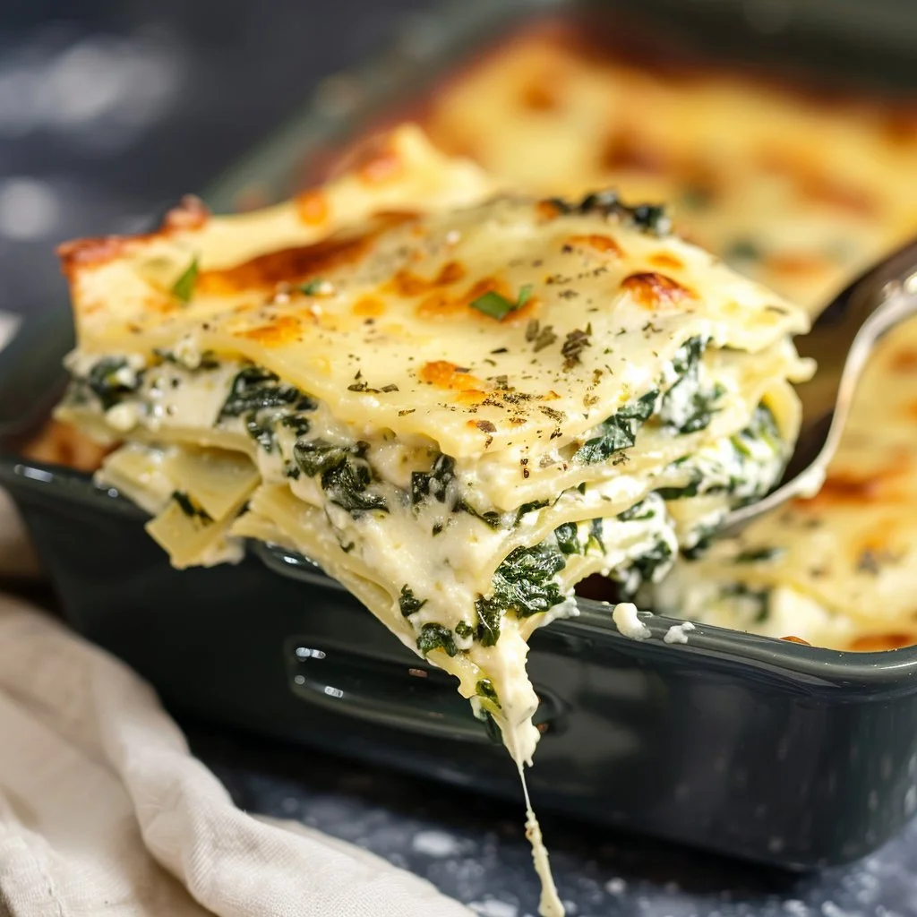 Vegetarian Spinach & Three-Cheese White Lasagna