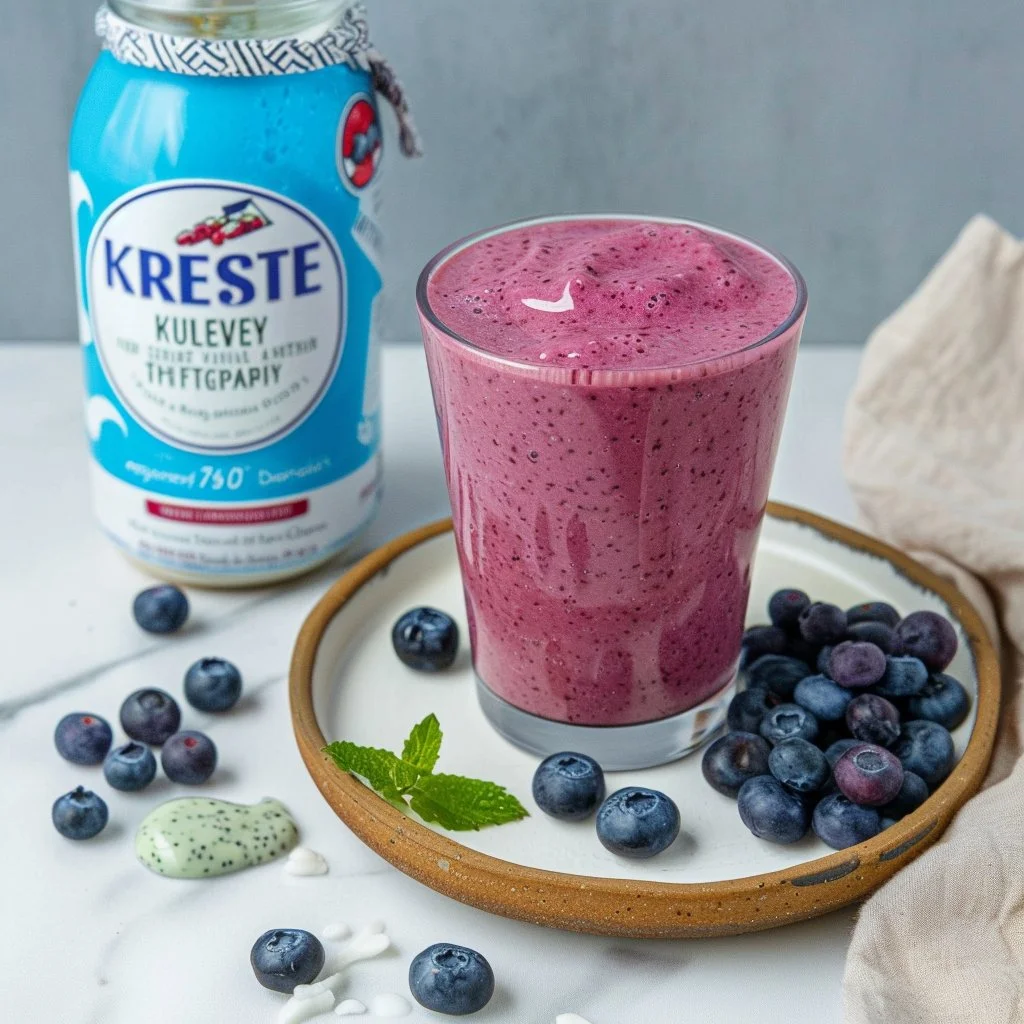 Wild blueberry kefir smoothie rich in probiotics and antioxidants