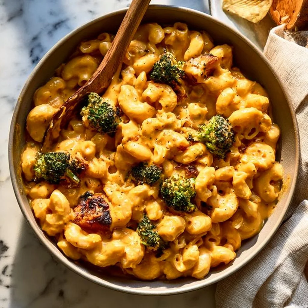 Creamy butternut squash mac and cheese with hidden vegetables