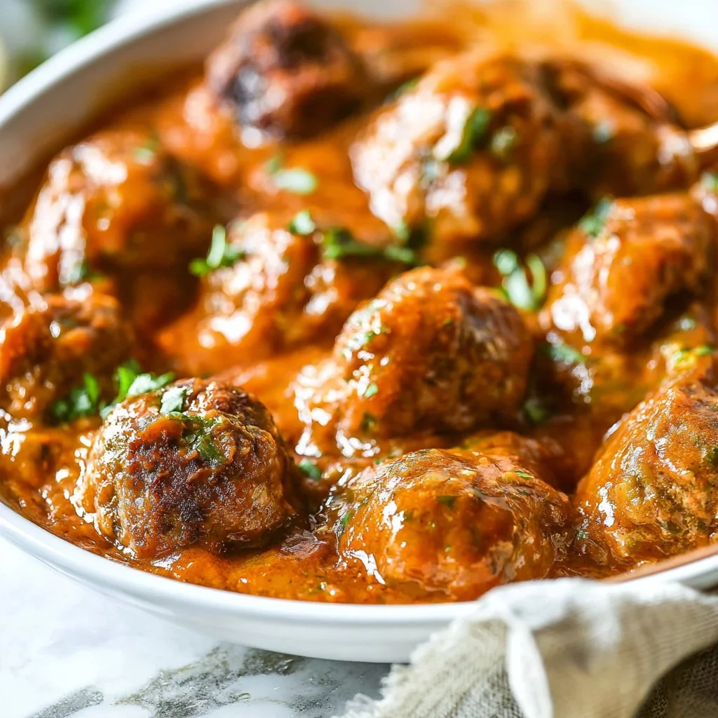 Beef Enchilada Meatballs served with sauce and garnishes