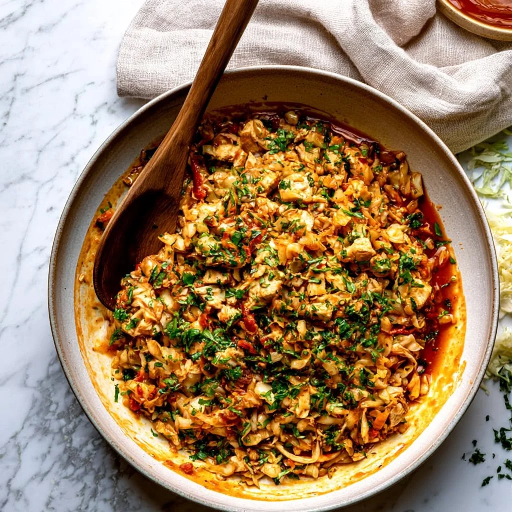 Delicious chicken and cabbage dish served for an easy weeknight dinner