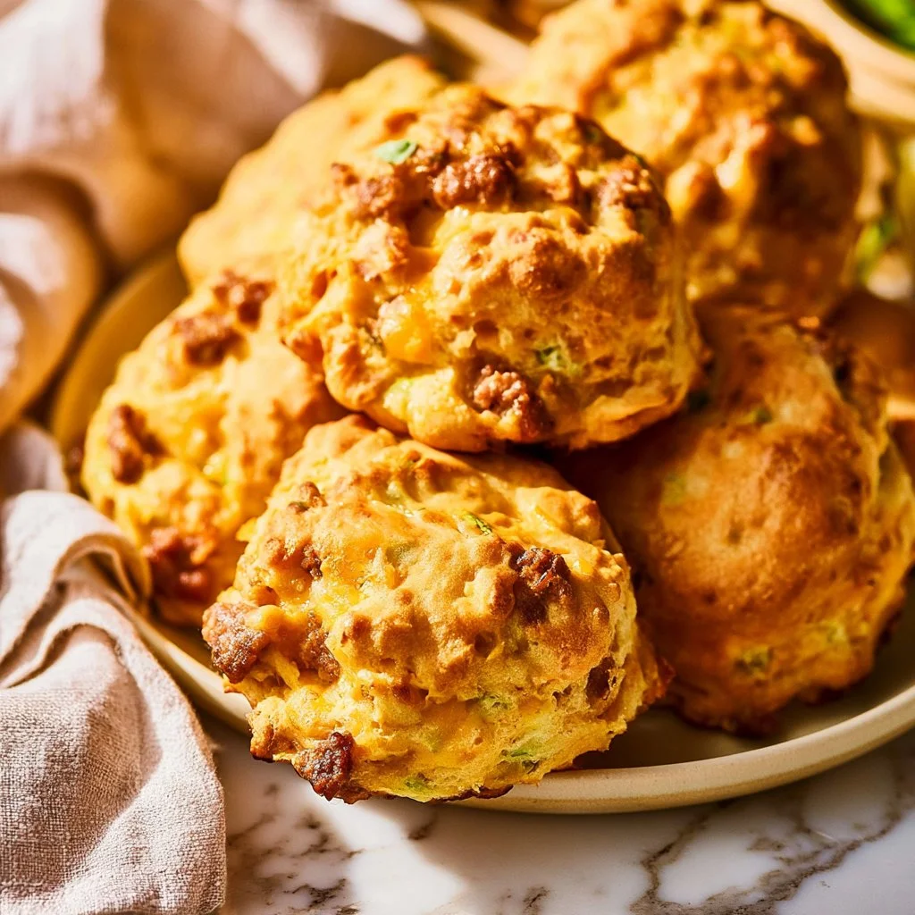 Protein Breakfast Biscuits with Sausage and Cheddar for a hearty breakfast